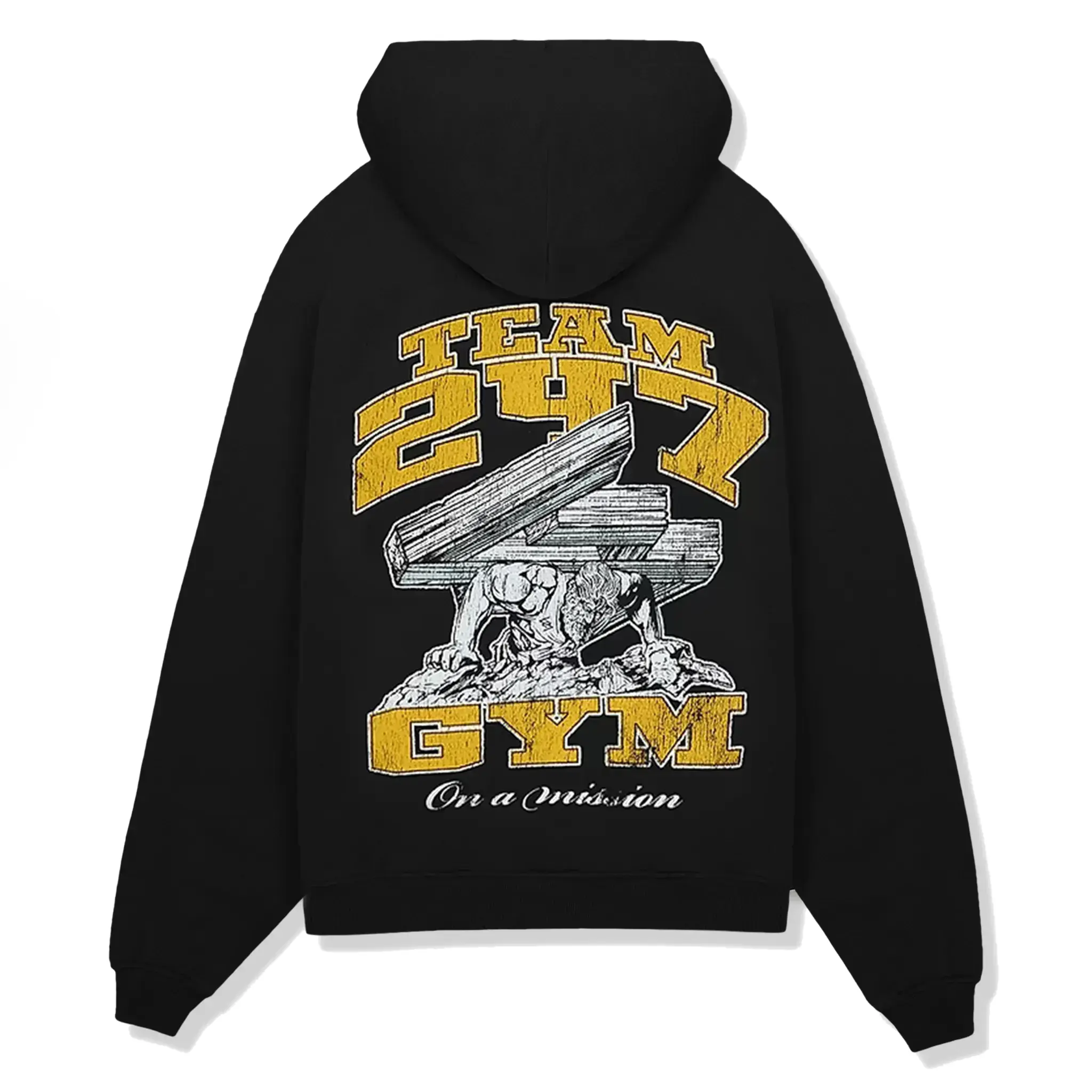 Back view of Represent 247 On His Shoulders Boxy Off Black Hoodie 247M475-171